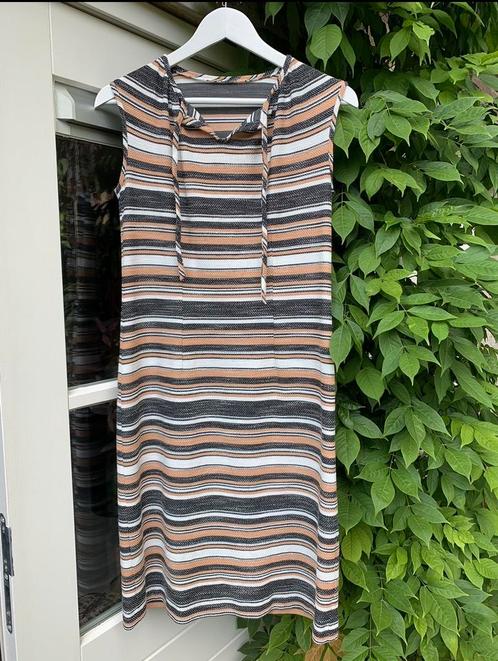 Vintage handgemaakt mouwloos jurkje met streepjes, maat 38, Kleding | Dames, Jurken, Zo goed als nieuw, Maat 38/40 (M), Overige kleuren