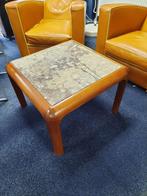 Vintage Duitse salontafel met fossielenblad, Ophalen, Gebruikt, 100 tot 150 cm, 50 tot 100 cm
