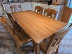 Blank Eiken tafel met 6 stoelen, Huis en Inrichting, Complete eetkamers, Ophalen, Gebruikt, 4 tot 6 stoelen