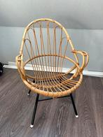 Vintage Rohe rotan stoel hoge rugleuning, Huis en Inrichting, Stoelen, Gebruikt, Bruin, Eén, Ophalen