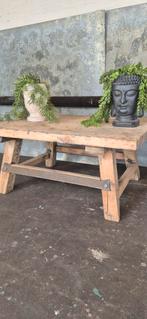Industriële houten tafel, Ophalen, Gebruikt, Rechthoekig, Hout