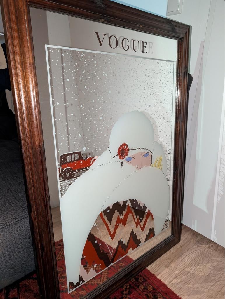 Vintage VOGUE Spiegel, Huis en Inrichting, Woonaccessoires | Spiegels, Gebruikt, Ophalen of Verzenden, Minder dan 100 cm, Rechthoekig