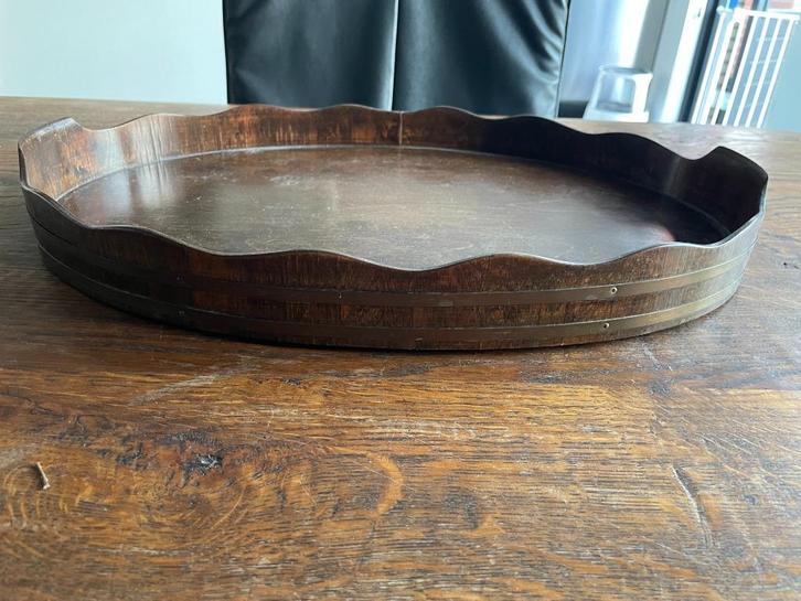 Antiek gekuipt houten dienblad / mooi decoratie blad, Huis en Inrichting, Woonaccessoires | Dienbladen, Verzenden