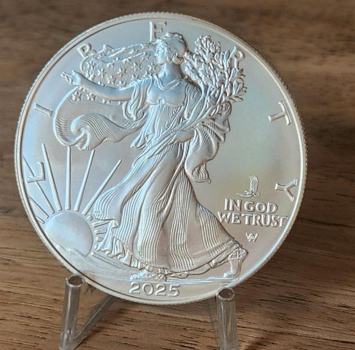 1 oz U.S. Mint zilver America Eagle privy 2025 in capsule, Postzegels en Munten, Edelmetalen en Baren, Zilver, Ophalen of Verzenden