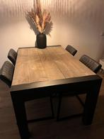Industriële eettafel met mooie stoelen 100% netjes, Ophalen, 100 tot 150 cm, 150 tot 200 cm, Vier personen
