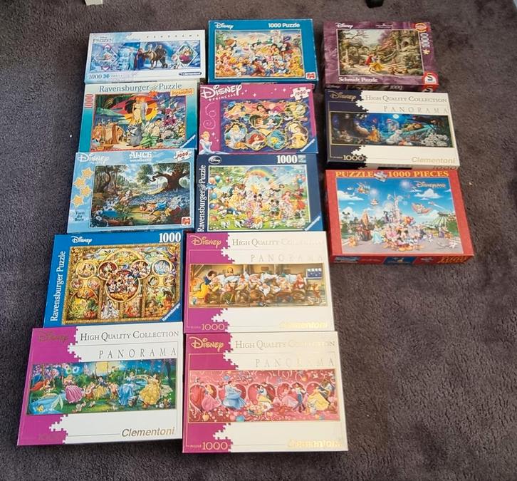 Disney puzzels 1000, €10 per stuk, Hobby en Vrije tijd, Denksport en Puzzels, Zo goed als nieuw, 500 t/m 1500 stukjes, Ophalen of Verzenden