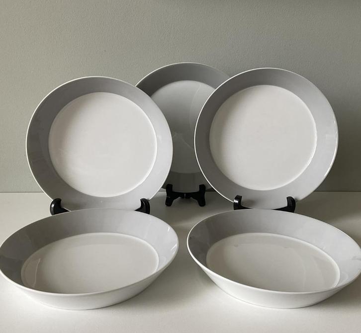 Arzberg Tric borden, grijze rand, Sieger Design, porselein, Huis en Inrichting, Keuken | Servies, Gebruikt, Bord(en), Overige stijlen