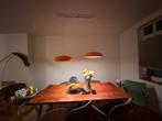 2x Oranje Hanglampen, Huis en Inrichting, Lampen | Hanglampen, Ophalen, Gebruikt, Metaal, Minder dan 50 cm