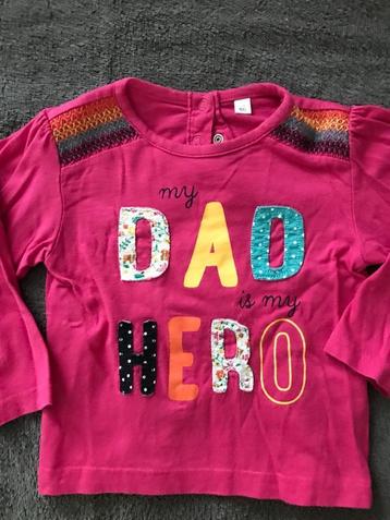ZGAN kleurig t shirt lange mouw maat 86 "My dad is my hero" beschikbaar voor biedingen