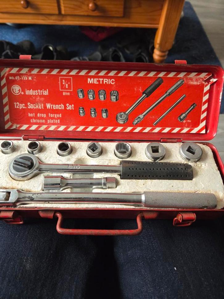 Vintage 12-delige Socket Wrench Set, Doe-het-zelf en Verbouw, Gereedschap | Handgereedschap, Gebruikt, Ophalen of Verzenden