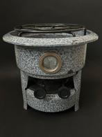 2-Pits Grijs Gewolkt Petroleumstel, Antiek en Kunst, Antiek | Emaille, Ophalen of Verzenden