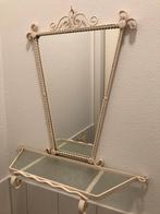 Vintage smeedijzeren hal / toiletspiegel, jaren ‘60, Wandkapstok, Ophalen of Verzenden, Zo goed als nieuw, Minder dan 100 cm