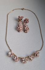 Vintage Bloemen Collier & Oorbellen Set, Ophalen of Verzenden, Oorbellen