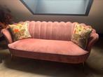 Roze velvet bank met kussens, Ophalen, Zo goed als nieuw, 75 tot 100 cm, 200 tot 250 cm