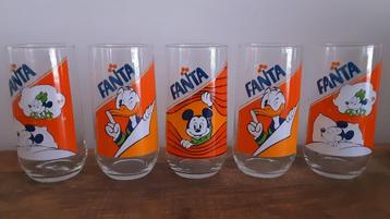 Set van 5 vintage FANTA glazen met Disney figuren  beschikbaar voor biedingen