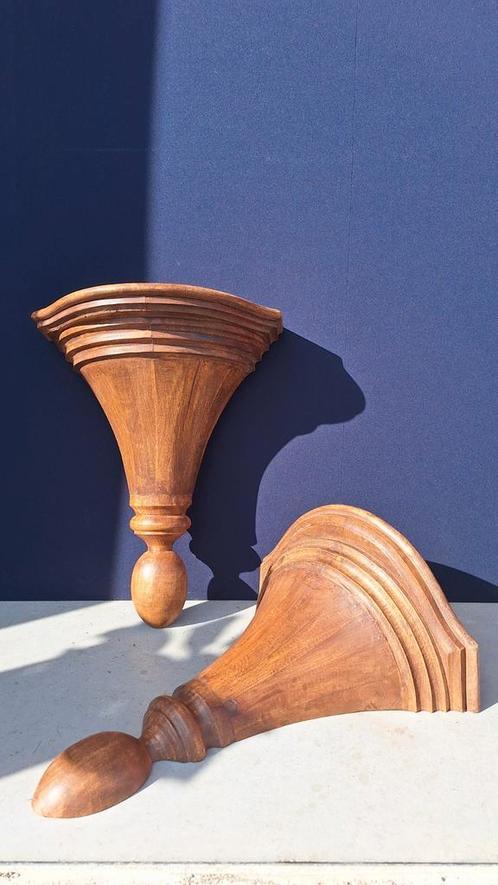Vintage houten wand consoles, sier plateaus, wandconsoles, Huis en Inrichting, Woonaccessoires | Zuilen en Pilaren, Gebruikt, Ophalen of Verzenden