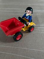 Playmobil meisje op tractor met kiepbak., Ophalen of Verzenden, Zo goed als nieuw