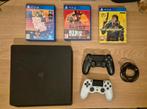 Playstation 4 (PS4) + 1tb schijf, 2 controllers en 3 games, Met 2 controllers, Ophalen of Verzenden, 1 TB, Slim
