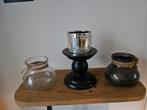 2 vaasjes en een potje, Overige kleuren, Ophalen of Verzenden, Minder dan 50 cm, Glas