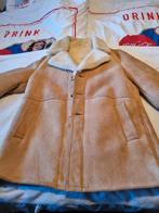 Suedine lammy coat met kunstbont gevoerd. mt. XL, Kleding | Heren, Gedragen, Beige, Maat 56/58 (XL), Onbekend