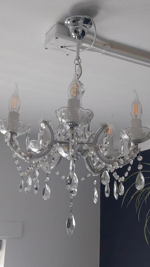 Kroonluchter - 40cm doorsnede, Huis en Inrichting, Lampen | Kroonluchters, Gebruikt, Glas, Metaal, Ophalen of Verzenden