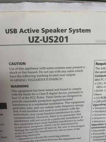 USB ACTIVE Speaker systeem de UZ-US201 te Koop Nieuw met ins beschikbaar voor biedingen