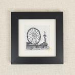 Ets de Pier Scheveningen 10x10 cm incl lijst, Antiek en Kunst, Kunst | Etsen en Gravures, Ophalen of Verzenden