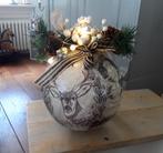 Grote bol met rendier - hert - lampjes - landelijk - kerstde, Ophalen of Verzenden, Gebruikt
