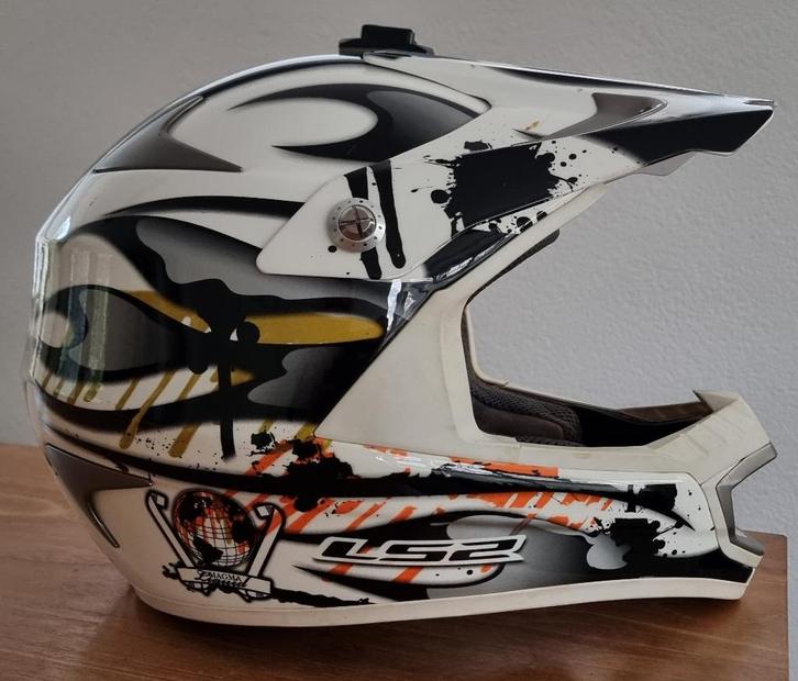 Cross helm LS2 met print - maat S - GoPro-bevestiging IZGST, Motoren, Kleding | Motorhelmen, Dames, Heren, Kinderen, Offroadhelm