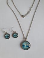 Set ,ketting met oorbellen, Nieuw, Overige materialen, Blauw, Ophalen of Verzenden