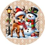 L252 ouwel rendier sneeuwman 20x4,7cm eetbare cupcake tops, Ophalen of Verzenden, Nieuw, Cupcakes, Versiering