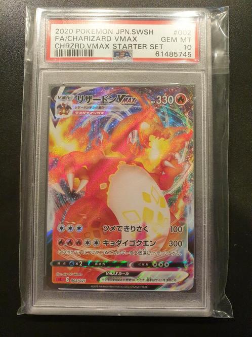 Charizard Vmax 002/021 japans PSA 10, Hobby en Vrije tijd, Verzamelkaartspellen | Pokémon, Zo goed als nieuw, Losse kaart, Foil