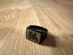 Zwarte ring met Japanse Kanji Kitsune / Vos, Ophalen of Verzenden, Zo goed als nieuw, Zwart, Dame