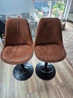 2 Cognac Barkrukken - In hoogte verstelbaar, Huis en Inrichting, Barkrukken, Gebruikt, 60 tot 90 cm, Ophalen of Verzenden, Metaal