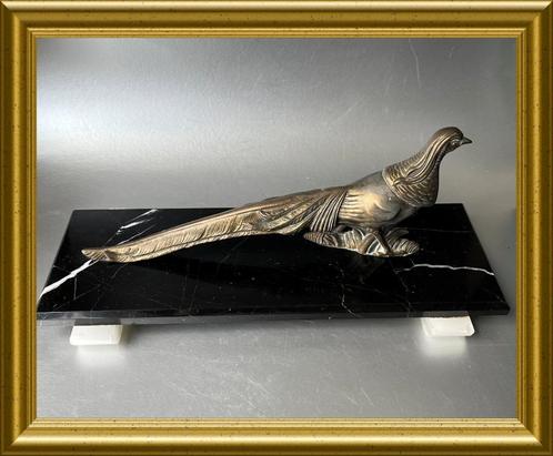 Art deco beeld: fazant op marmer, Antiek en Kunst, Kunst | Designobjecten, Ophalen of Verzenden