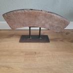 Houten decoratie object op metalen voet, Ophalen of Verzenden