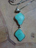 Mexico: Zilveren ketting met turquoise hangers, Ophalen of Verzenden, Zo goed als nieuw, Met edelsteen, Zilver