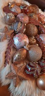 Oud roze glazen kerstballen, Diversen, Kerst, Zo goed als nieuw, Ophalen