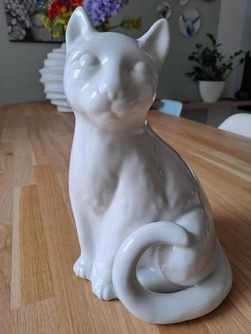 Vintage beeld poes jaren 80 wit keramiek beschikbaar voor biedingen