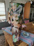 Unieke vaas met decoupage - vogels en bloemen, Ophalen, Gebruikt