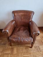 Compacte leren fauteuil met singelbanden, Ophalen, Gebruikt, 50 tot 75 cm, Leer