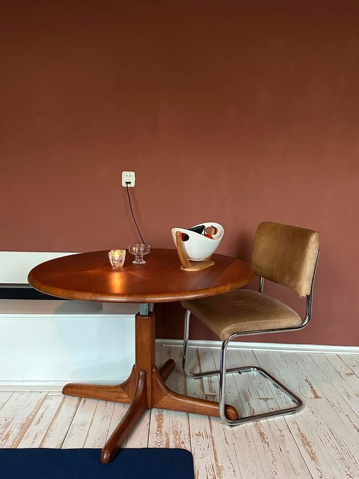 Deense ronde Design tafel - verstelbaar!, Huis en Inrichting, Tafels | Salontafels, Zo goed als nieuw, 50 tot 75 cm, 50 tot 100 cm