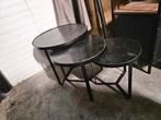 Set van 3 zwarte bijzettafels met marmerlook, Huis en Inrichting, Tafels | Salontafels, Ophalen, Minder dan 50 cm, Gebruikt, 50 tot 100 cm
