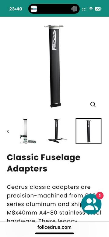 Gezocht SABfoil M8 Cedrus mast Adapter beschikbaar voor biedingen