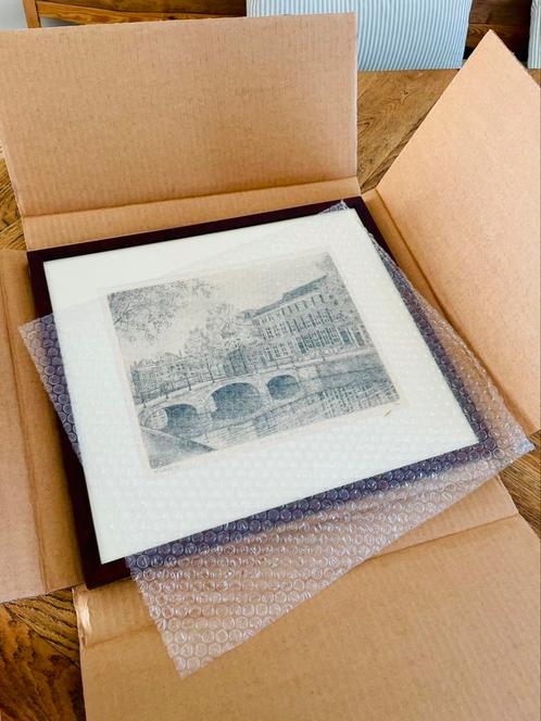 Ets ‘Blik op Nieuwe Uitleg’ – Den Haag, gesigneerd, Antiek en Kunst, Kunst | Tekeningen en Foto's, Ophalen of Verzenden