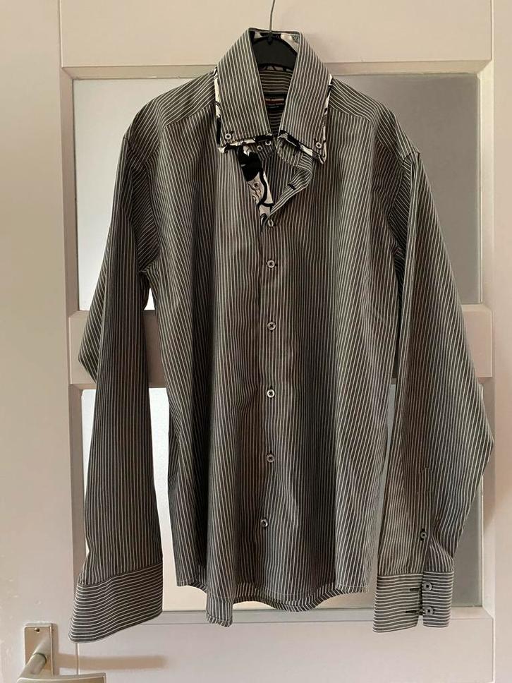 Bright Chemise overhemd - Maat L, Kleding | Heren, Overhemden, Zo goed als nieuw, Halswijdte 41/42 (L), Grijs, Ophalen of Verzenden