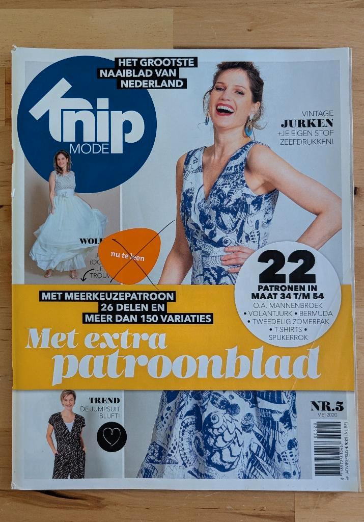 Knip mode nr 5 mei 2020 vintage, mannen, trouw/feestjurk, Hobby en Vrije tijd, Kledingpatronen, Zo goed als nieuw, Vrouw, Knipmode