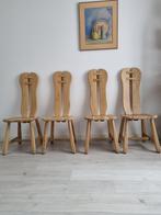 Set van 4 Vintage brutalist depuydt stoelen, Huis en Inrichting, Stoelen, Vier, Gebruikt, Bruin, Hout
