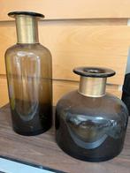 Bruine Glazen Vazen Set, Ophalen, Gebruikt, Overige kleuren, Glas