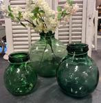Brocante groenen gistflessen - bolvazen - bolvaas / Viresa, Ophalen of Verzenden